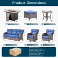 thumbnail image 7 of Unnifurnzi 10 Pieces Patio Furniture With Fire Pit Table-Outdoor Couch With Outdoor Swivel Rocking Chairs Wicker Coversation Set For Deck Porch Garden Balcony Poolside-Brown/Blue, 7 of 7