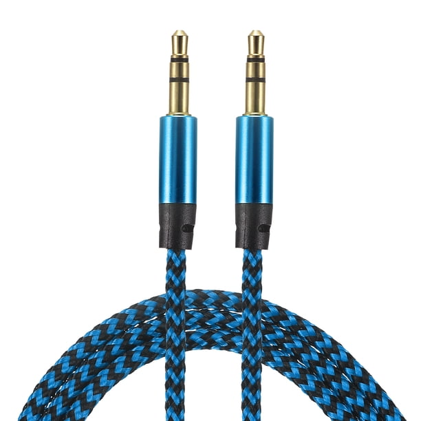 Cable Auxiliar 3,5mm Unique Bargains Macho a Macho Nylon Trenzado 3 Pies Azul Paquete de 2