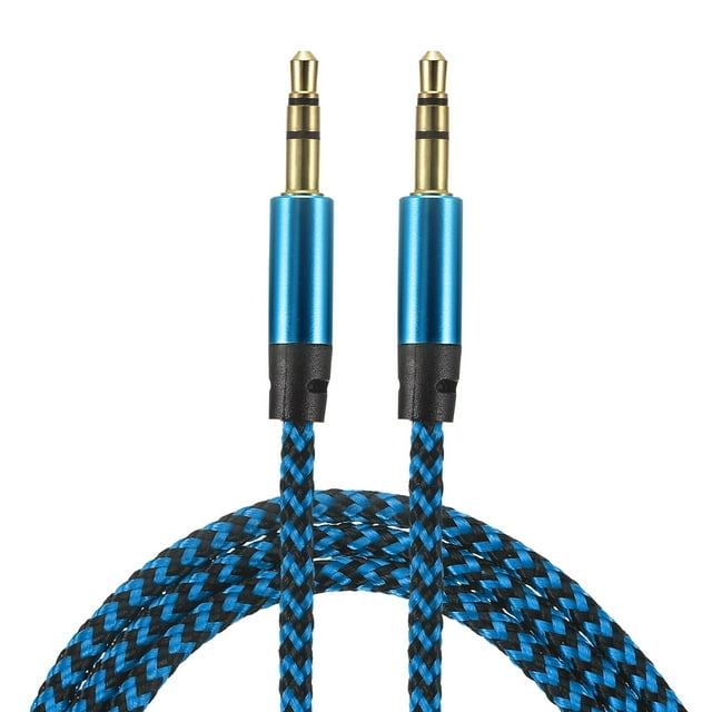 Cable Auxiliar 3,5mm Unique Bargains Macho a Macho Nylon Trenzado 3 Pies Azul Paquete de 2