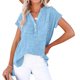 thumbnail image 1 of Eres Más Que una Camisa de Puntuación de Prueba Estilo Casual de Manga Corta de las Mujeres V Cuello Blusa Superior, Camisas de Manga Corta para las Mujeres Pullover de Botón Casual, 1 of 7