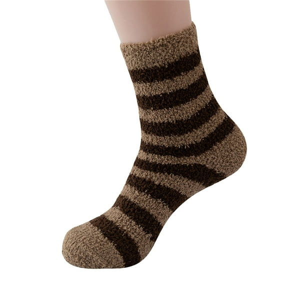 Yanyanz Toddler Socks, Winter Stripe Coral Velvet Plush Warm Socks Home Socks Sleeping Stockings Striped Socks, Socks B One Size