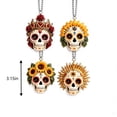 thumbnail image 2 of 4PCS Halloween Day of the Dead Sugar Skulls Acrylic Hanging Ornaments,Halloween Floral Skeleton Ornament for Home Tree Wall Decoration, 2 of 5