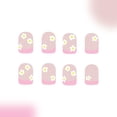 thumbnail image 4 of Press On Nails RUPOFUZA Nude Pink con flores blancas, 24 unidades, 4 of 8