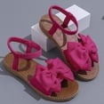 thumbnail image 5 of KEGIRLOM Women's Fashion Casual Spring And Summer Outer Wear Bow Round Toe Open Toe Elastic Back Flat Heel Flat Sandals Hot Pink 7.5, 5 of 8