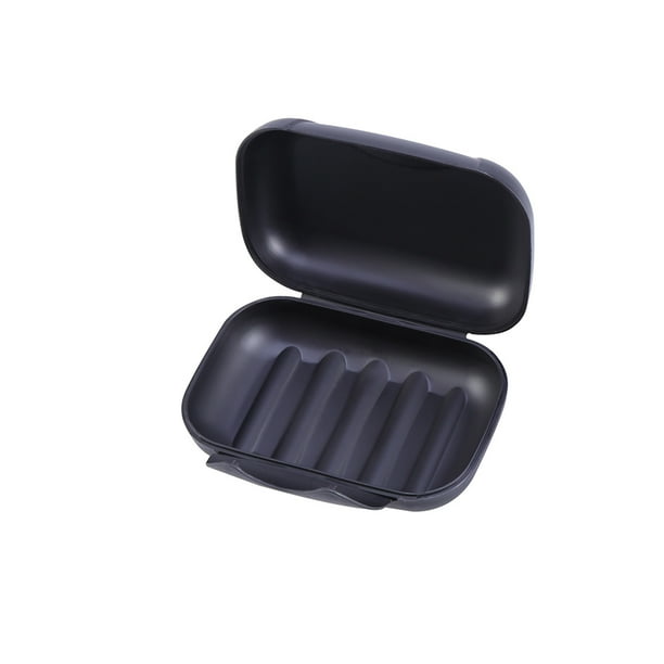 Jabonera portátil creativa, contenedor para jabón, estuche sellado para viaje, tamaño L (negro)