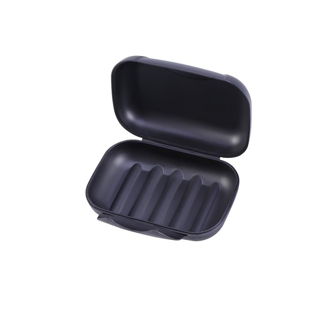 Creative Portable Soap Dish Box Soap Holder Container Traveling Sealed Soap Case Size L (Black)