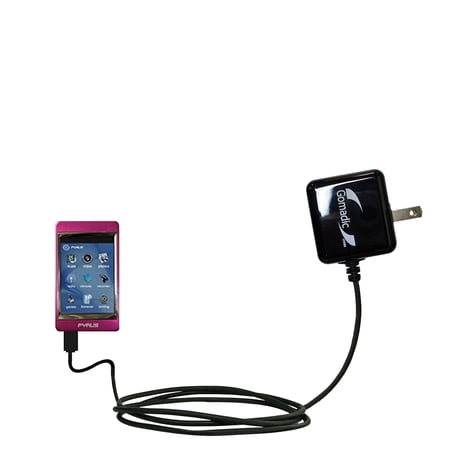 Gomadic Intelligent Compact AC Home Wall Charger suitable for the Pyrus Electronics PMP-2080 - High output power with a convenient, foldable plug desi