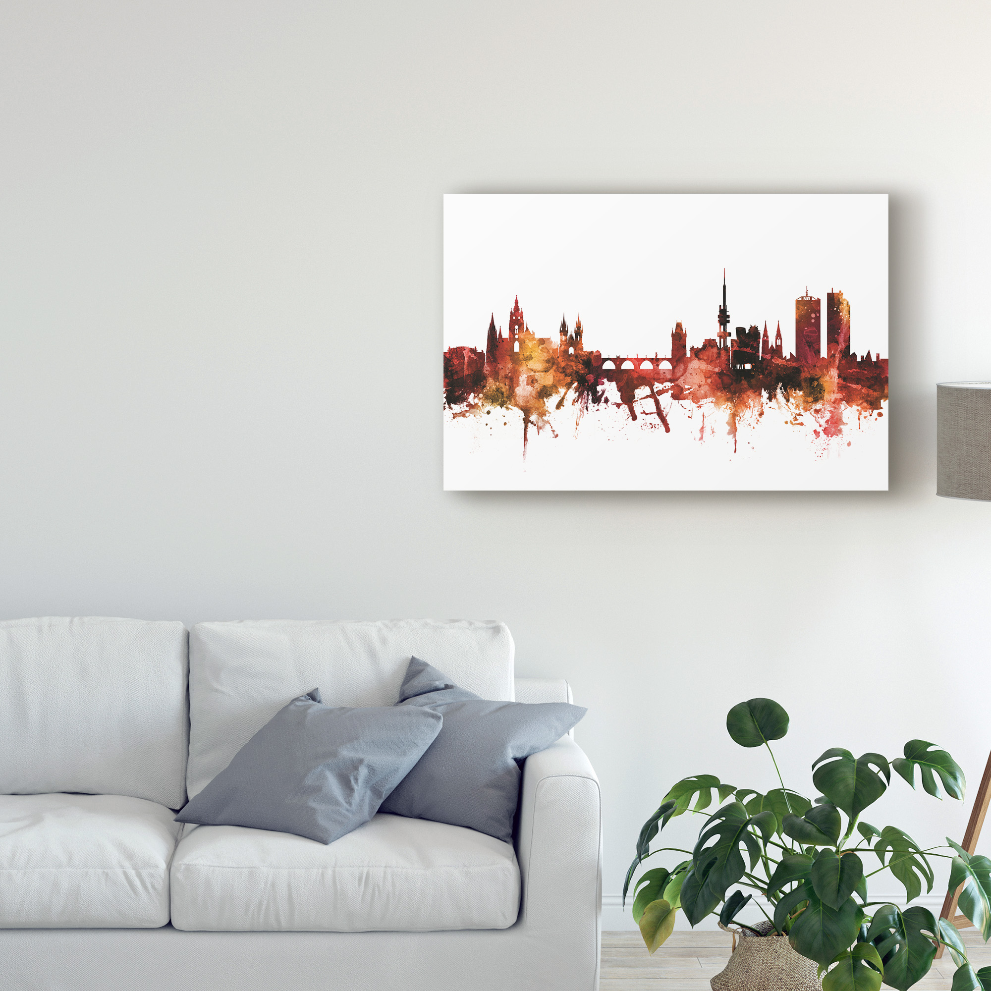 Trademark Fine Art 'Prague (Praha) Czech Republic Skyline Red' Canvas Art by Michael Tompsett
