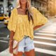 thumbnail image 4 of Camisa fluida para mujer estilo de viaje cuello cuadrado tops de verano para mujer ajuste relajado FLhrweasw Para estrenar, 4 of 7