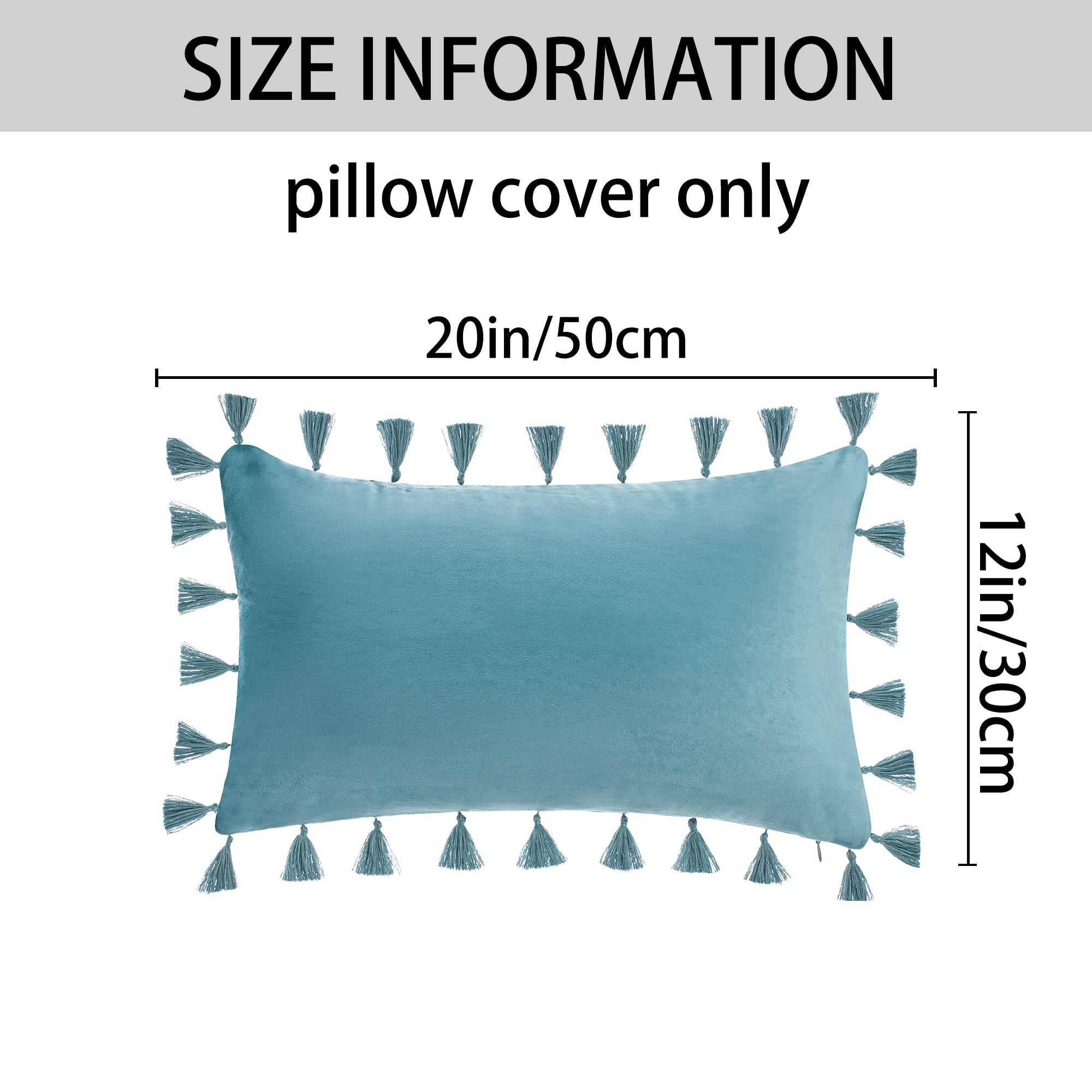 Unique Bargains Velvet Soft Throw Pillow Covers Pack of 2 Aqua Haze 20" x 12"