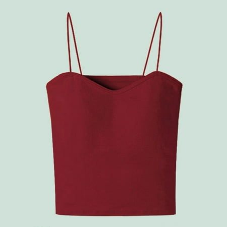 iHengLiXing Clearance 2025 Plus Size Tank Tops for Women Dressy Casual-shaped Back Camisole For Women s Summer Wear With Chest Pads Short Underwear For External Wear And Top With Top Red L