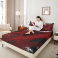 thumbnail image 4 of Manfei Female Men Oil Painting Graffiti Twin Sheet Sets 3pcs,Black Red Twin Fitted Sheet Microfiber,Vintage Aesthetic Breathable Flat Sheet,Lightweight Room Decor, 4 of 7