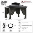 thumbnail image 2 of Pakunoda 4 Panel 10' X 6.5' Outdoor Curtains for 10' X 10' Gazebo, Waterproof Outdoor Privacy Curtain Panel set of 4, Gray(Curtain Only), 2 of 8