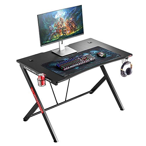 Mr Ironstone Gaming Desk 45 3 W X 29 D Home Office Computer Table Black Gamer Workstation With Cup Holder Headphone Hook And 2 Cable Management Holes Com Mr Ironstone Gaming Desk 45 3 W X 29, What Depth Should A Gaming Desk Be