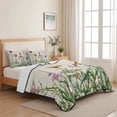 thumbnail image 5 of Twin XL Quilt Set 68''x98'', Spring Flowers Lightweight Summer Bedspread Coverlet Set with 2 Pillow Shams, Wild Floral Herb Botanical Breathable All Season Quilt Bedding for Dorm/Guest Room, 5 of 9