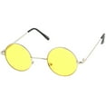 thumbnail image 2 of sunglassLA Unisex Small Retro Lennon Inspired Style Colored Lens Round Metal Sunglasses 41mm (Silver / Yellow) - 41mm, 2 of 4