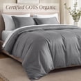 thumbnail image 4 of Bare Home Organic Cotton Duvet Cover Set - 400 Thread Count - Sateen Weave - Queen, Gray, 3-Pieces, 4 of 9