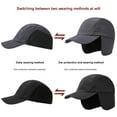 thumbnail image 4 of Men Waterproof Winter Visor Hat Baseball Cap with Ear Flaps for Running Skiing Cycling Hiking Dark Gray, 4 of 10