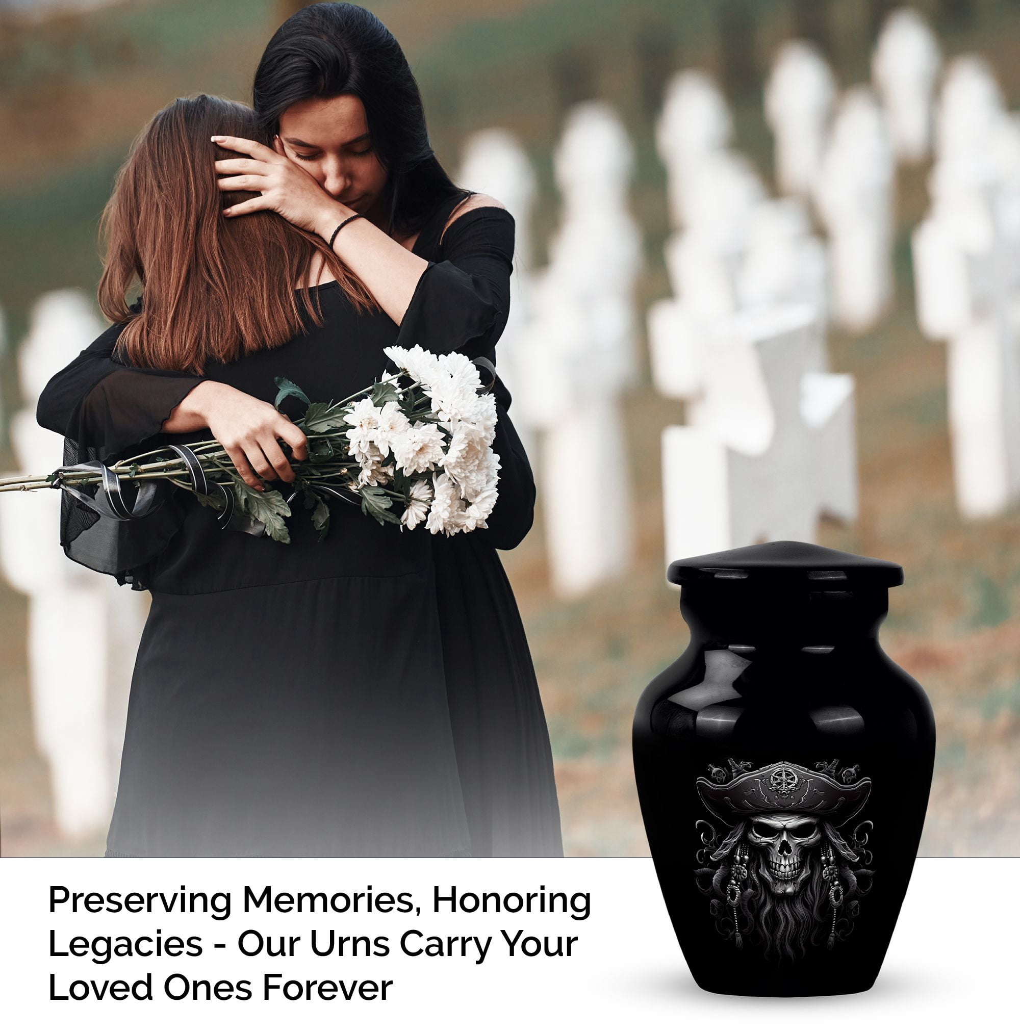 Small Skull Pirates Tshirt Urn For Human Adult - Urns For Human Ashes Adult Male Dad - Keepsake Urns For Ashes Small - Small Cremation Urns - Keepsake Urns For Ashes Small(Size - 3Inch, 2Pcs)