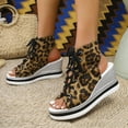thumbnail image 3 of Rokment Women's Leopard High Top Fashion Sneakers Platform Wedge Sandals 2026 Summer Casual Lace up Fish Mouth Open Toe Chunky High Heels Slingback Sandals Coffee Size 9, 3 of 6