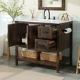 thumbnail image 4 of Merluxy Farmhouse Bathroom Vanity with Sink,Wood Barn Door Freestanding Bath Storage Cabinet,Brown, 4 of 10