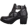 thumbnail image 5 of ABSOLUTE FOOTWEAR Childrens Kids Juniors Girls Slip On Buckled Faux Leather Heeled School College Formal Smart Shoes - Black - US Child 3, 5 of 7