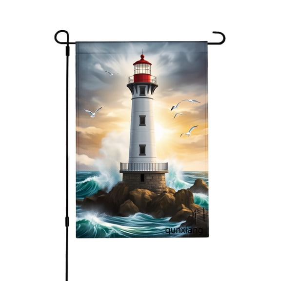 Amhnf Lighthouse Ocean Scene Garden Flag For Home Outdoor Garden Yard Decor 12x18 inch