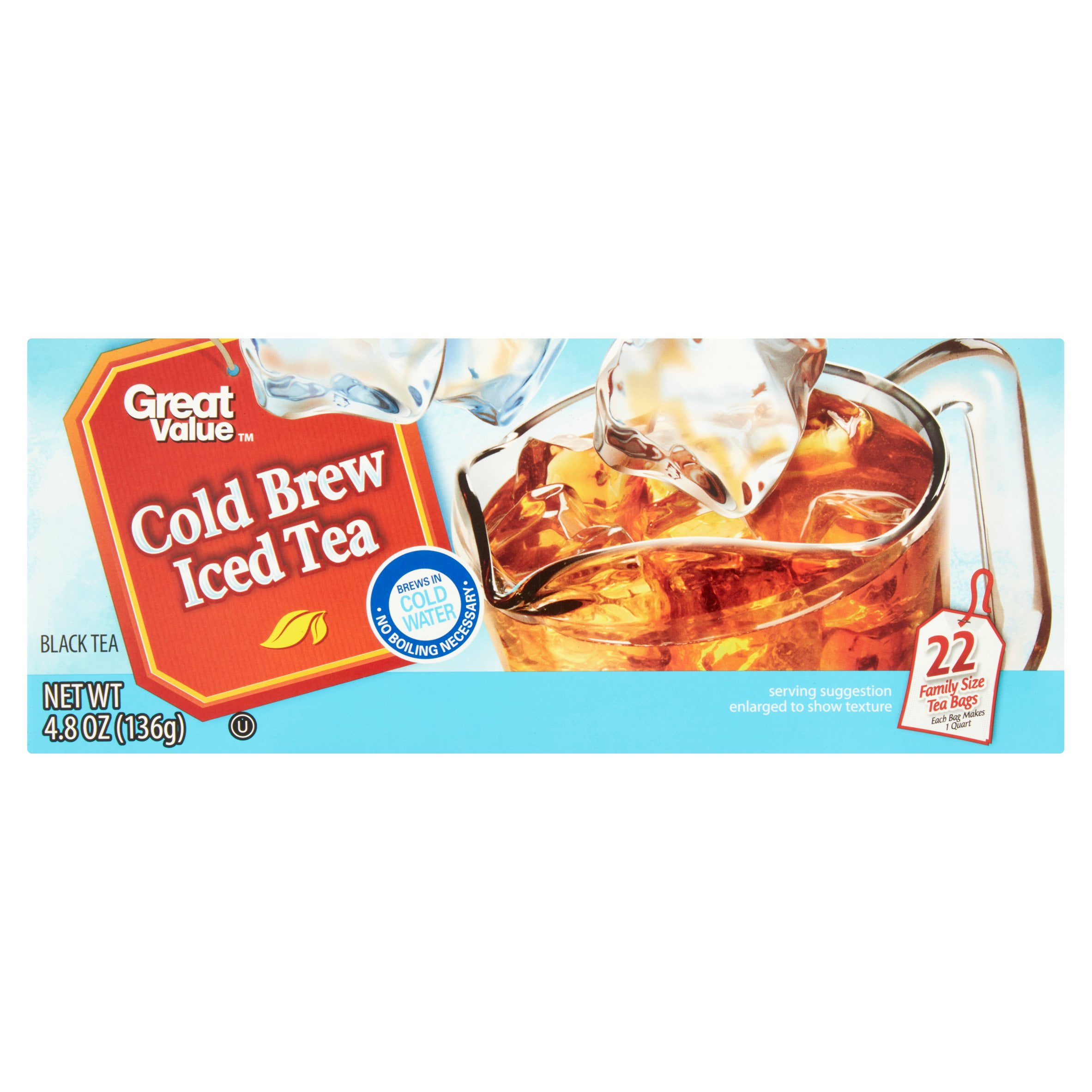 Great Value Cold Brew Black Iced Tea Bags, 22 Ct