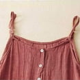 thumbnail image 4 of Fartey Cotton Linen Sundress for Women Casual Spaghetti Strap Button Tank Dresses Summer Sleeveless Tiered Swing Dress Loose Flowy Ruffle Beach Sundresses Red M-2XL, 4 of 9