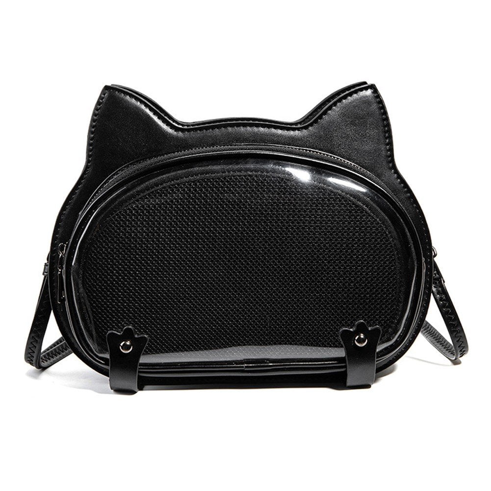 Hzzsbu Fashion Cat Ear Design Crossbody Bag Ita Messenger Bag Cute Transparent Shoulder Bag Sweet Cool Ita Bag for Women