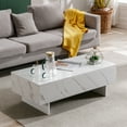 thumbnail image 6 of COSVALVE Rectangle High Gloss White Marble Coffee Table 42.5"x20.9"x12.2", 6 of 9