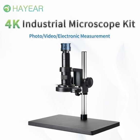 HAYEAR 4K HDMI USB Industrial Microscope Camera Set With180X C-Mount Lens 144LED Ring Light and 10A Bracket for PCB Repairing