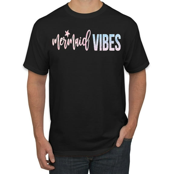 Mermaid Vibes Cute Shimmer | Mens Fashion Graphic T-Shirt, Black, Small