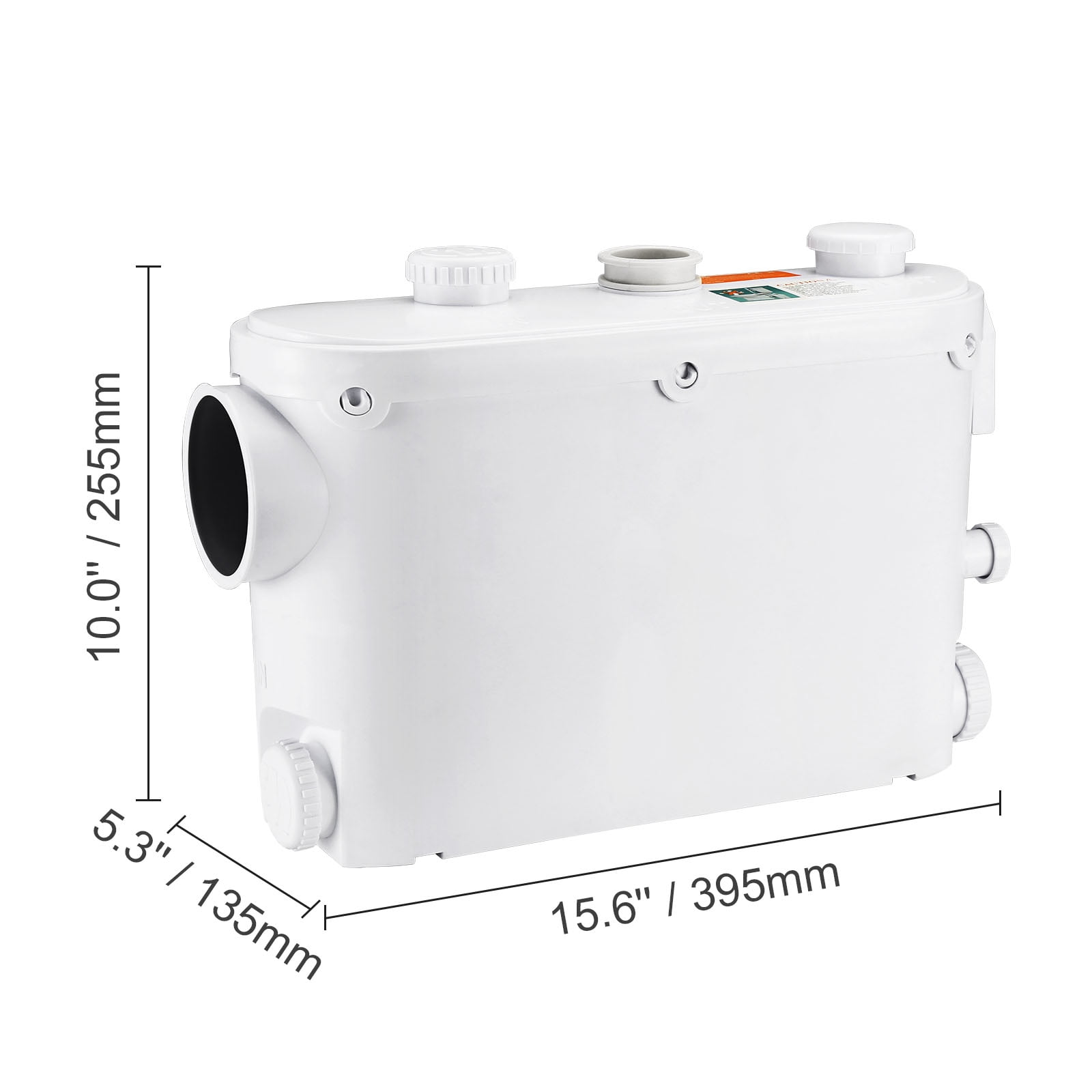 KFFKFF 500W Macerator Pump, 29 GPM Flow Rate, 26 ft/8 m Head, Wall-Mounted Toilet Pump with 4 Water Inlets, Upflush System for Waste Disposal in Toilets, Basements, Showers, Sinks, Laundry Areas