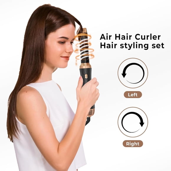 6 in 1 Blow Dryer Brush, Detachable Hair Dryer Brush Air Curler Air Styler Wrap, Curly Twist Hot Curling Iron, Blow Dryer Hot Brush Styler Negative Ion Brush, Travel Hair Styling Tool