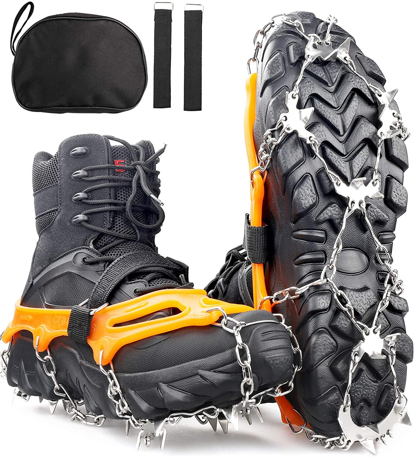 Pair of Steel Spikes Ice and Snow Anti-Slip Grips Traction Cleats AA 