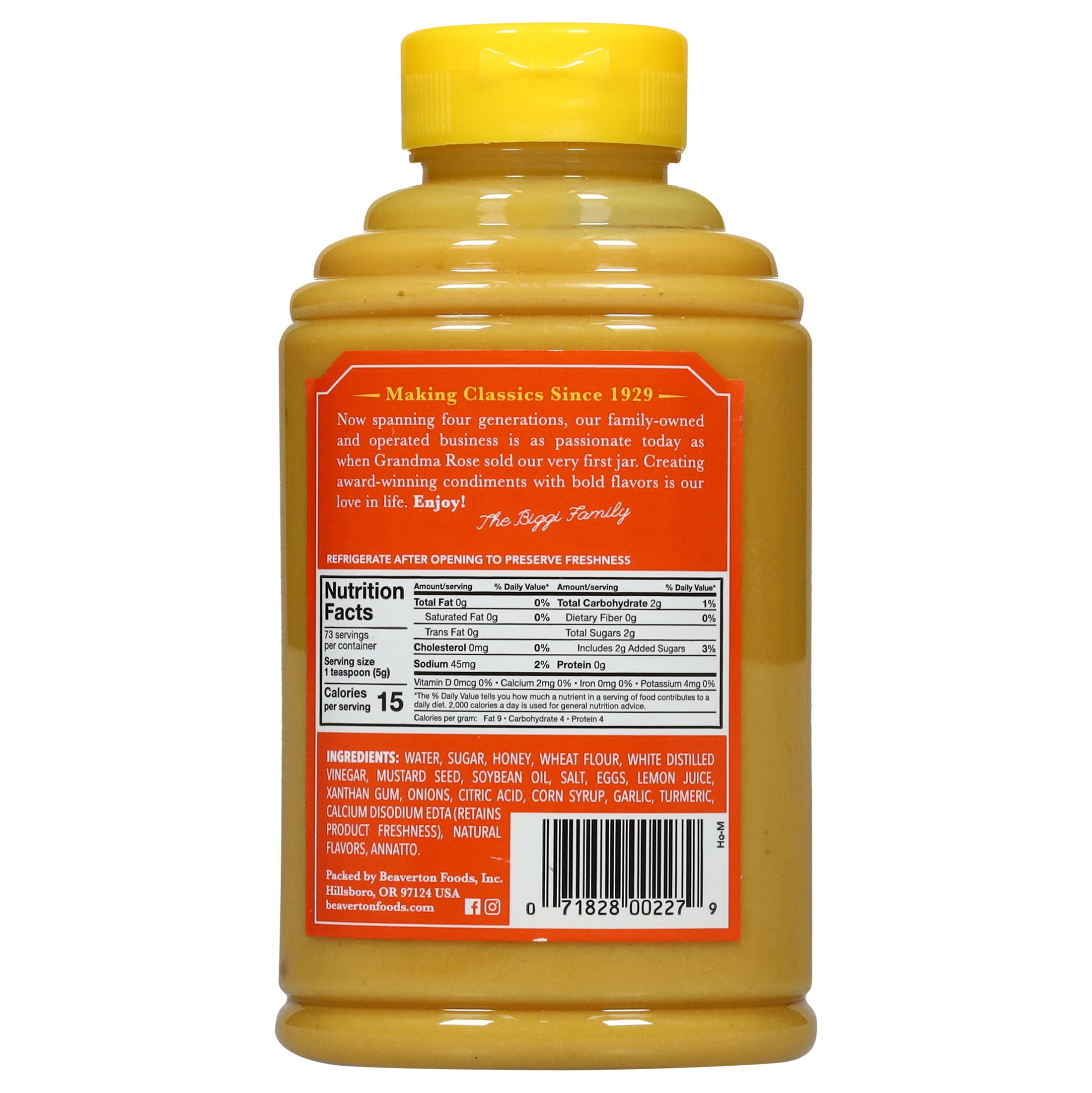 (4 pack) Beaver Brand Honey Mustard Sauce, 13 oz Bottle