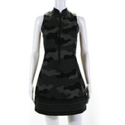 Pre-owned|Christian Dior Womens Sleeveless Camouflage A-Line Dress Green Black Size 2