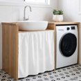 thumbnail image 3 of Pure White Cabinet Curtain 35"Wx35"L, Dustproof Under Sink Skirt with Self Adhesive Tape, Simple Solid Color Cabinet Curtain Cover for Kitchen Sink, Bathroom Vanity, Laundry Room, 3 of 9