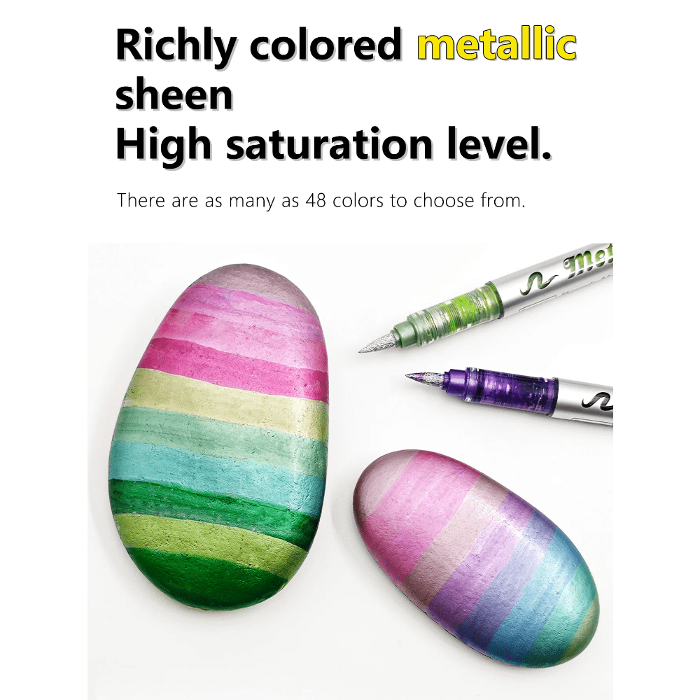 12/24/36/48 Metallic Brush Paint Marker Pens, Permanent Art Markers, DIY Resin Mold Drawing Painting Supplies Craft Markers Pen