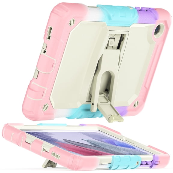 Case For Samsung Galaxy Tab A7 Lite (8.7 inch) Heavy Duty Full Body 2in1 Rugged Shockproof Protective Tablet Kickstand Tablet Cover [ Beige / Camo Pink ]