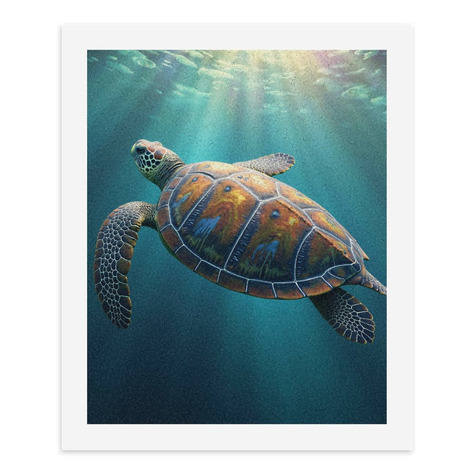 Paint by Numbers Kit for Adults, Sea Turtle Sunlit Ocean Depths Paint by Numbers, Easy Paint by Numbers Kit for Adults Beginner, DIY Adult Paint by Number Kits on Canvas, Home Decor