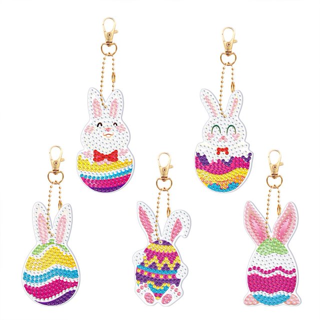 Cuadros Decorativos Kit de llaveros de Pascua con forma especial completa de bricolaje con pintura de diamante de 14 piezas JShteea Nuevos Originales