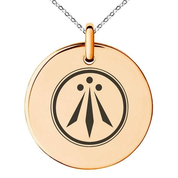 Stainless Steel Celtic Awen Arwen Three Rays Engraved Small Medallion Circle Charm Pendant Necklace
