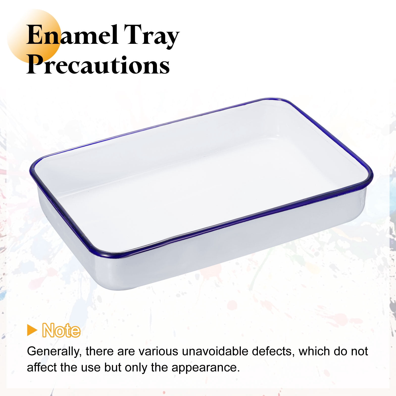 Uxcell Butcher Tray Palette 12" x 8" x 2" Metal Triple Enamel Coated Deepened Rectangular Tray Artist Painter Painting Tool for Art Paint Acrylic Watercolor Mixing