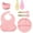Pink, variant on Baby Feeding Set with 2 Face Wipe Washcloths for Tableware for Babies, Kids, and Toddlers Microwave Dishwasher Safe-Dark Pink