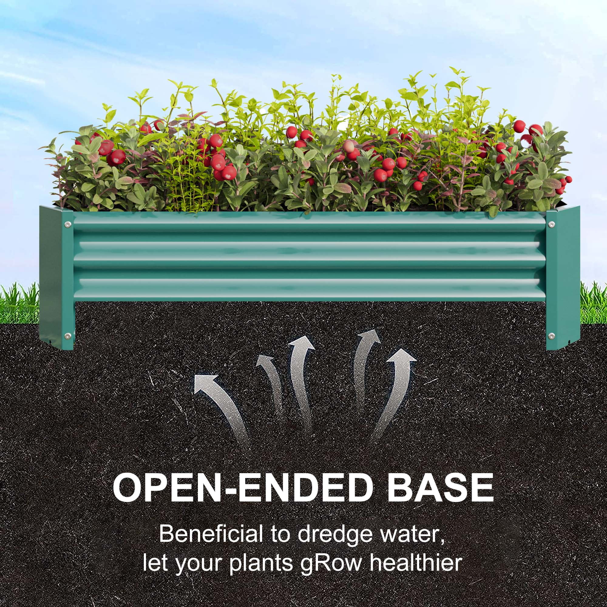Aukfa Raised Garden Bed Kit - Garden Outdoor Planter Box for Vegetables - 4 ft x 2 ft - Green