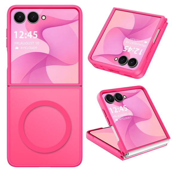 BENTOBEN Samsung Z Flip 8 Case 6.9 Inch, Magnetic Mag-Safe Compatible Slim Shockproof Protective Phone Cover, Translucent Matte Red