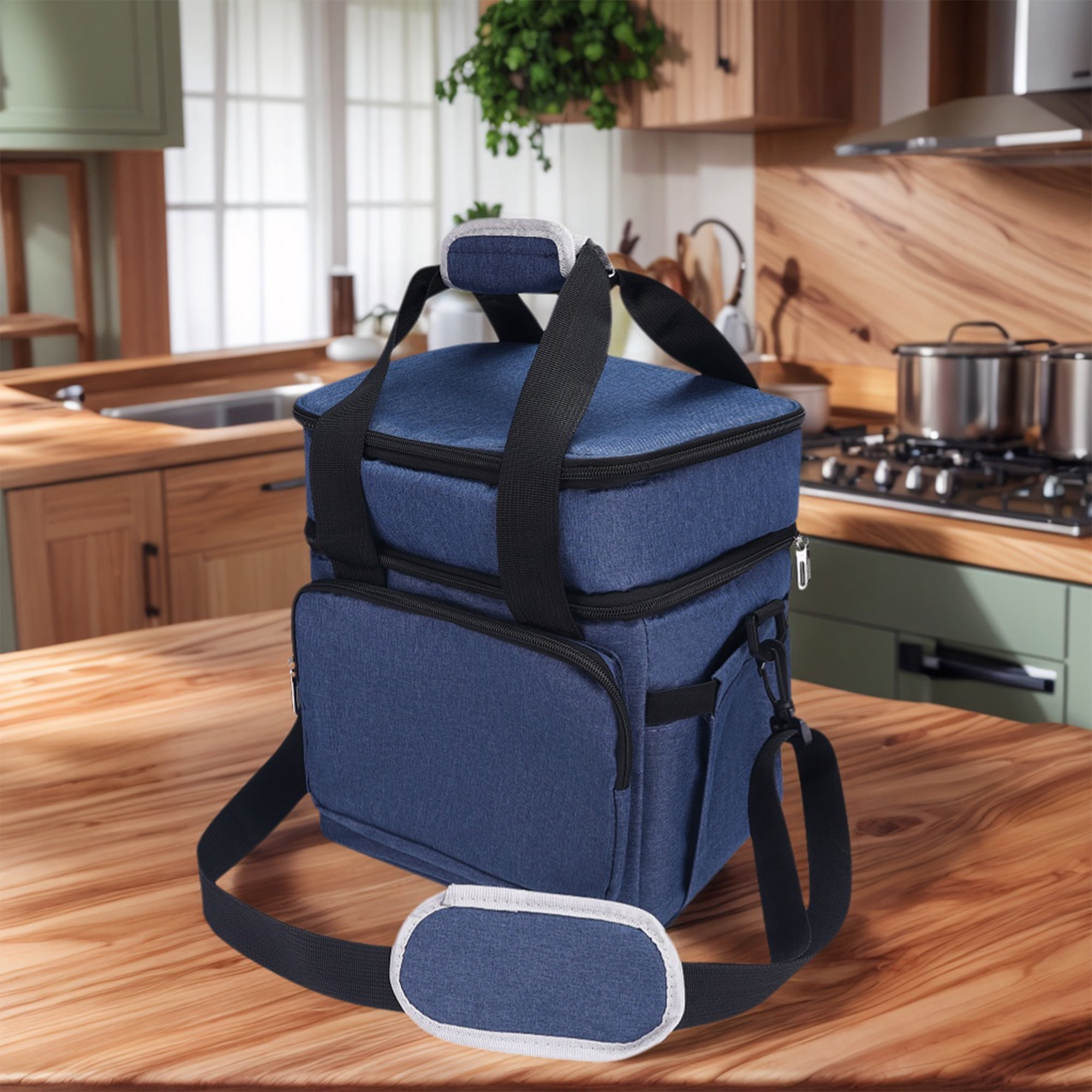 Unique Bargains Insulated Lunch Bag for Work, Office, Picnic Navy Blue