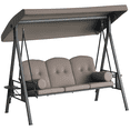 thumbnail image 1 of Outsunny Balançoire de Porche 3 Places, Chaise Balançoire d'Extérieur Robuste, Brun, 1 of 10
